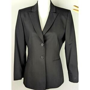Antonio Melani Wmns Sz 8 Black Blazer Virgin wool 2 button EUC gaberdine weave